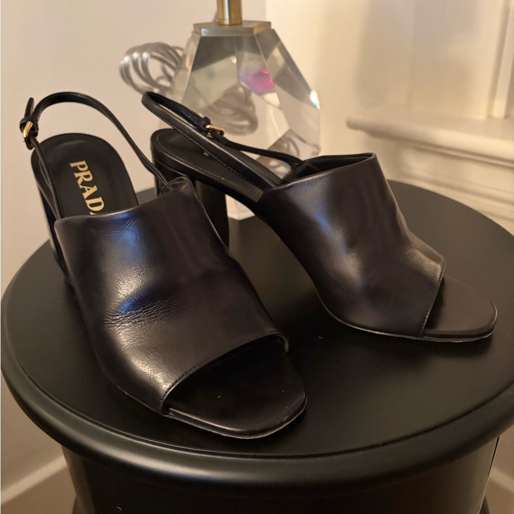 Prada Black Open-Toe Slingback Mules - Size 37.5